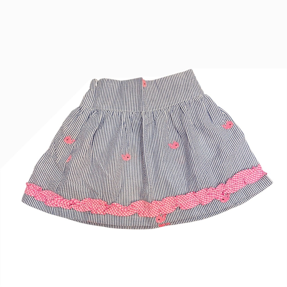 LIL CACTUS | 6T Blue Seersucker Whale Embroidered Ruffle Skirt‎ | $48 | EUC